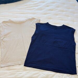 A new day  Navy and cream muscle tank tee